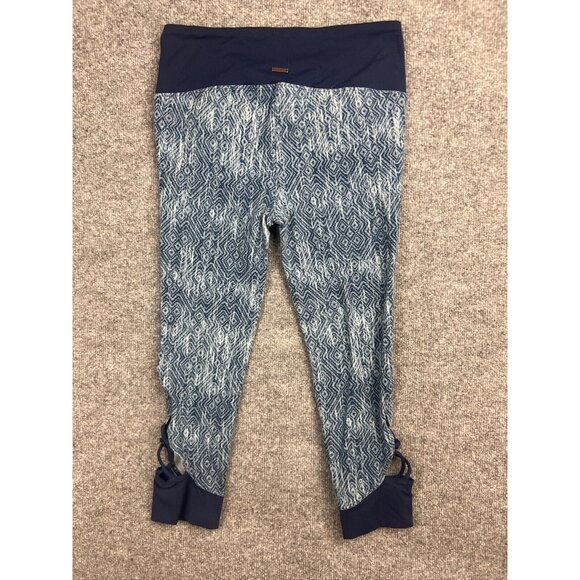Prana Leggings Women's Medium Blue Geometric Josette Capri Crop Lattice Cutout - Picture 6 of 7